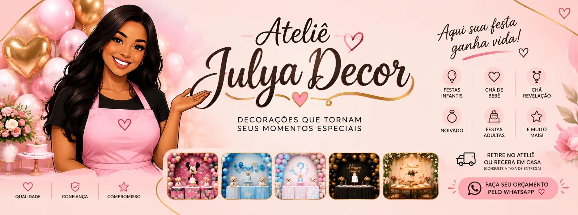 Ateliê Julya Decor — festas infantis, chá de bebê, chá revelação, noivado e festas adultas
